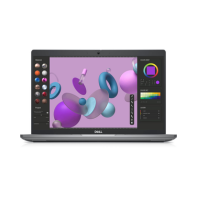 A certified refurbished Dell Precision 3480 i7 with 16GB RAM, 512GB SSD, and NVIDIA RTX A500 runs graphic design software featuring colorful 3D shapes on its 14" screen, set against a light purple background.