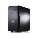 A refurbished black Dell Vostro 460 Tower desktop with Intel Core i7-2600 3.4GHz, 4GB RAM, and 1TB HDD, featuring two front drive bays and Dell logos on front/side, shown against a white background. No OS included.
