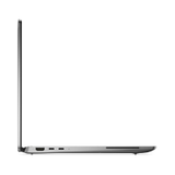 A sleek Dell Latitude 7350 Ultra 5 laptop, partially open from the left, displays HDMI, USB, and headphone ports on a white background—built for enhanced AI performance. Specs: 16GB RAM, 512GB SSD, 13.3" display, Windows 11 Pro.