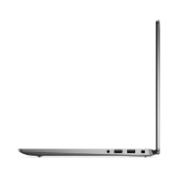 A thin, silver Dell Latitude 7350 Ultra 5 135U laptop (13.3", 16GB, 512GB) is shown from the side with its lid open wide. USB and audio ports are visible on the right edge against a plain white background.