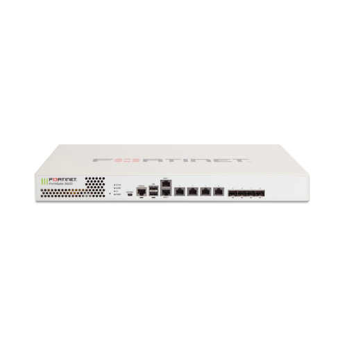 A certified refurbished Fortinet FortiGate FG-300D Firewall Security Appliance by Fortinet, featuring multiple Ethernet ports and front panel indicator lights, shown against a white background.