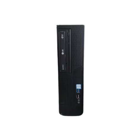 A black GIGABYTE H110M-S2PV SFF desktop, certified refurbished, with Intel Core i3-6100 3.7GHz, 4GB RAM, 120GB SSD, and optical drive; features USB ports and power button on the front panel. Isolated on white background.