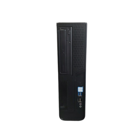 Front view of a certified refurbished GIGABYTE H110M SFF desktop (i5-6700, 16GB RAM, 256GB SSD, DVD drive), with power button, USB ports, and audio jacks in a sleek compact design against a white background.