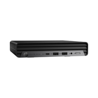 The certified refurbished HP Elite Mini 600 G9, featuring an i7 12700T processor, 16GB RAM, and 512GB storage in a small black chassis with front ports, is perfect for any workspace.