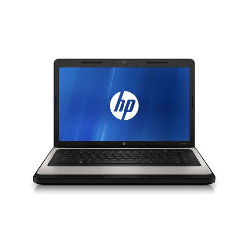 A black and silver HP 630 Notebook PC Laptop 15.6" i3-2350M 4GB 240GB SATA (no OS) by HP is open on a white background, displaying the HP logo on a blue screen.