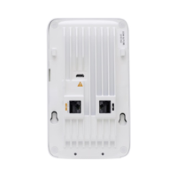 The image displays the back of an HP Aruba AP-303H-RW 802.11ac dual-band access point (867Mbps, PoE, Wty) with two Ethernet ports, ventilation slits, and wall-mounting slots for reliable wireless connectivity.