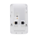 The image displays the back of an HP Aruba AP-303H-RW 802.11ac dual-band access point (867Mbps, PoE, Wty) with two Ethernet ports, ventilation slits, and wall-mounting slots for reliable wireless connectivity.
