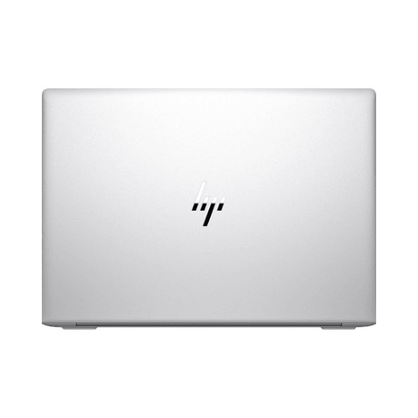 A closed, refurbished HP EliteBook 1040 G4 i5 7300U 14" Touch laptop is viewed from above, displaying the HP logo centered on the silver lid against a white background.