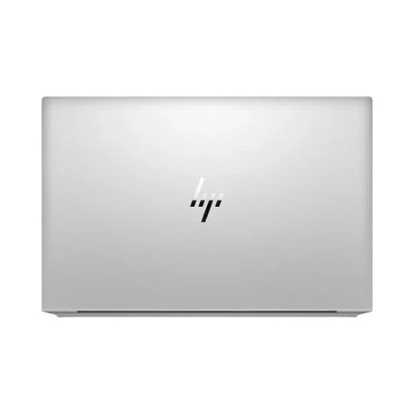 A closed silver HP EliteBook 850 G7 i7 business laptop, with the HP logo centered on the lid, is shown from above against a plain white background.