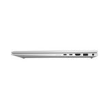 A closed HP EliteBook 850 G7 i7 10510U business laptop is shown from the side, highlighting ports like USB, HDMI, and a headphone jack on its slim 15.6 silver chassis.