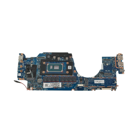 An HP EliteBook X360 830 G8 i5-1145G7 16GB motherboard (M46074-601) by HP, featuring visible connectors and chips, is shown isolated on a white background.