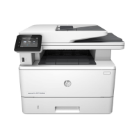 The certified refurbished HP LaserJet Pro MFP M426fdn Monochrome Laser Printer by HP features a touchscreen, top document feeder, bottom paper tray, and a 42.9k page count—ideal for efficient high-volume printing.