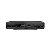 Rear view of a Certified Refurbished HP ProDesk 400 G9 Mini i7 13700T by HP, showing ultra-compact design with DisplayPort, HDMI, USB, Ethernet, and power input ports.