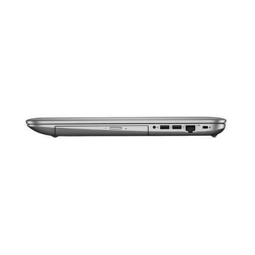 A closed HP ProBook 470 G4 (i5 7200U, 8GB, 500GB SSD, 930MX, 17.3, W10P) shows USB, Ethernet, HDMI ports and an optical drive along its slim side—ideal for a professional workspace. Brand: HP.