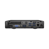 Rear view of the Certified Refurbished HP ProDesk 600 G2 USDT by HP, featuring an i7 6700T CPU, 8GB RAM, and 256GB storage, showing multiple ports including USB, VGA, Ethernet, and audio jacks.