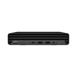 Front view of the refurbished HP ProDesk 600 G6 Mini i7 10700T 2GHz 8GB 1TB, featuring USB, USB-C, audio jack, power button, and a black vented front panel. Includes WIFI, Windows 11 Pro, and a 1-year warranty.