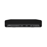 Front view of the refurbished HP ProDesk 400 G6 Mini, featuring USB, USB-C, headphone jack, and power button. Equipped with Intel Core i5-10500T, 8GB RAM, 256GB SSD, Windows 11 Pro, and a 1-year warranty for reliable performance.