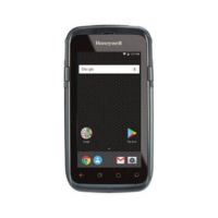 A Honeywell CT60 Rugged Barcode Scanner Android 4G LTE, featuring a 4.7" touchscreen, displays the Android home screen with app icons and navigation buttons against a plain white background.