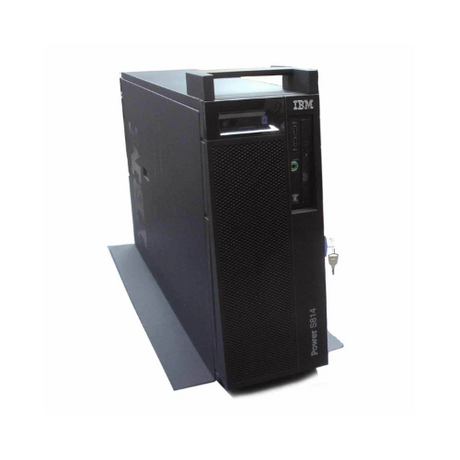 IBM S814 8286-41A 4-Core POWER8 Tower Server (32GB, Dual 900W PSU, Black) by IBM shown with mesh front, key lock, USB ports, and top handles on a flat base against a white background.