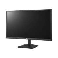 A Certified Refurbished LG 22MK400H-B 21.5" Full HD monitor with a black frame and stand is shown turned off against a white background. This widescreen display offers sharp 1920x1080 visuals and reliable performance.