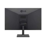 Rear view of a Certified Refurbished LG 22MK400H-B 21.5" Full HD monitor on a stand, showing the LG logo, multiple ports, and vent panel—ideal for smooth 1080p viewing with VGA and HDMI connectivity.