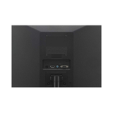 Back view of a Certified Refurbished LG 22MK400H-B 21.5" Full HD monitor showing VGA and HDMI input ports, audio jack, and stand slot. Matte black finish with 1920x1080 resolution and a 75Hz refresh rate for smooth visuals.