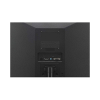 Back view of a Certified Refurbished LG 22MK400H-B 21.5" Full HD monitor showing VGA and HDMI input ports, audio jack, and stand slot. Matte black finish with 1920x1080 resolution and a 75Hz refresh rate for smooth visuals.