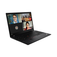 A Certified Refurbished Lenovo ThinkPad T15 G1 i7 business laptop displays a video conference with four participants on its 15.6" screen, set against a white background.