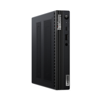 A Lenovo ThinkCentre M90Q USDT mini PC stands upright, showcasing front USB ports, a power button, ventilation grills, and Lenovo branding. Specs: i5-10500T 2.3GHz, 16GB RAM, 512GB SSD, WiFi, Windows 11 Pro.