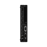 Back view of the Lenovo ThinkCentre M90Q USDT i5 10500T mini PC reveals versatile ports—USB, HDMI, Ethernet, audio jacks, and VGA-style connectors. This refurbished Lenovo desktop delivers compact performance and efficient connectivity.