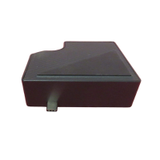 The Logitech TAP Receiver VU0059 Cat5e Kit USB-C Video Conferencing by Logitech is a compact, rectangular black device with a textured surface and protruding USB-C connector, perfect for video conferencing setups. Photographed on a white background.