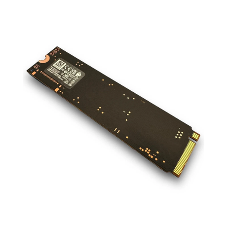 A Micron 3400 2TB M.2 2280 NVMe PCIe Gen4 SSD by Intel with gold connectors and various components is displayed on a white background. This refurbished SSD provides high-speed 6600MB/s performance and reliable 2TB storage.