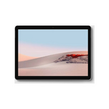 A Microsoft Surface Go 2 4425Y (10.5 Touch, 8GB RAM, 128GB SSD) is centered on a white background, displaying a desert scene with sand dunes and blue sky. Powered by Windows 11 Pro for seamless productivity.