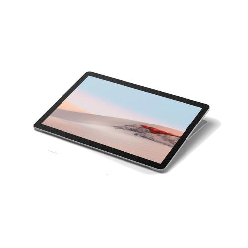 A Microsoft Surface Go 2 4425Y (10.5 Touch, 8GB RAM, 128GB SSD) displays a desert landscape with dunes and a blue sky—perfect for enjoying Windows 11 Pro.