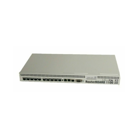 The MikroTik RB1100AHX2 Enterprise Router by MikroTik, featuring 13 Gigabit Ethernet ports and a console port, is displayed from the front on a plain white background.