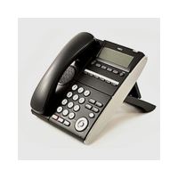 An NEC DT700 Series ITL-6DE-1A(BK)TEL IP Telephone by NEC, featuring a backlit LCD display and multiple buttons, is shown on its stand against a plain white background.