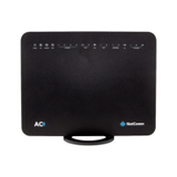 The NetComm NL1901ACV Hybrid 4G LTE Gateway AC1600 WiFi VDSL2 is a black, rectangular wireless router with front indicator lights and the NetComm logo in the bottom right corner.