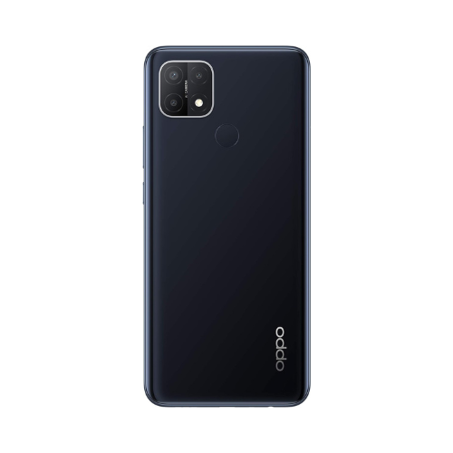 The OPPO A15 CPH2185 32GB Black Unlocked Smartphone (AU STOCK) is shown from the back, highlighting its triple rear cameras, fingerprint sensor, and OPPO logo at the bottom right.
