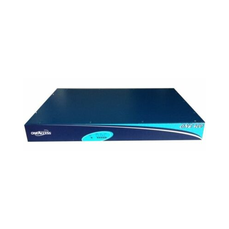 A blue, rectangular OneAccess ONE400 Modular Enterprise Multi-Service WAN Voice Router with a light blue accent and logo on the front panel—an ideal enterprise router for business connectivity.