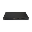 The Open Mesh S24v3 is a certified refurbished 24-port Gigabit PoE+ switch with SFP+ uplinks, indicator lights and buttons on the left front panel, in black. Brand: Open Mesh.
