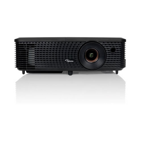A certified refurbished Optoma W341 DLP Projector (3600 Lumens, WXGA 1280x800) is shown front-facing, with its lens on the right and vented grille on the left, set against a white background with a faint reflection below.