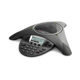 The Polycom SoundStation IP 6000 Conference Phone SIP PoE 2200-15600-001 features HD Voice, a digital display, and keypad in a tabletop black design—ideal for meeting rooms. Brand: Polycom.