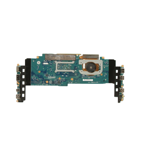 A Lenovo ThinkPad X1 Yoga Gen 1 i7-6600U 16GB Motherboard (00JT811) by Lenovo, featuring an Intel Core i7-6600U processor and 16GB RAM, is shown from above on a white background with visible connectors and components.