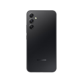 A certified refurbished Samsung Galaxy A34 5G SM-A346E 128GB Unlocked Smartphone by Samsung is shown from the back, highlighting its triple rear cameras and LED flash in the top left corner and its sleek, reflective design.