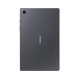 A black Samsung Galaxy Tab A7 SM-T505 32GB tablet is shown from the back, featuring a single rear camera in the top left and a centered Samsung logo, with LTE connectivity for smooth browsing.