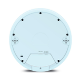 A light blue circular device, viewed from the bottom, with screw holes, a small port, and edge markings; its sleek surface indicates it is the Sophos AP 55C 802.11ac Dual Band Wireless Access Point by Sophos.