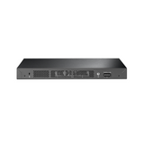 A Certified Refurbished TP-Link T2600G-28TS JetStream 24-Port Gigabit Managed Switch by TPLink, featuring multiple ports, ventilation grilles, and front indicator lights, is displayed against a white background.