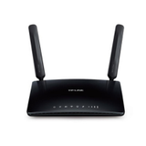 A certified refurbished TPLink TL-MR6400 4G LTE Wireless Router 300Mbps N300 with two upright antennas and front indicator lights, displayed against a white background.