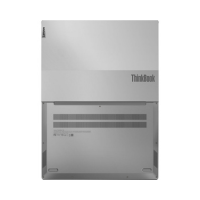 A silver Lenovo ThinkBook 13s G2 i5 1135G7 laptop viewed from the bottom, displaying ventilation grills, screws, and branding. The ThinkBook logo appears on the right of this Certified Refurbished Lenovo laptop with 8GB RAM and 256GB SSD.