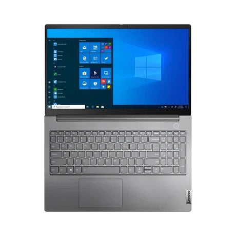 A silver Certified Refurbished Lenovo ThinkBook 14s G2 business laptop with a full keyboard, touchpad, and 14" display is open, showing Windows 11 Pro and desktop, powered by an Intel Core i5-1135G7 processor.